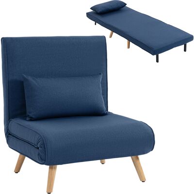 OEM Sofá Cama Individual Plegable Con Respaldo Ajustable 5 Posiciones Sillón Cama Tapizado Con Cojín 72x75x85 Cm Azul OEM Sofá Cama Individual Plegable Con Respaldo Ajustable 5 Posiciones Sillón Cama Tapizado Con Cojín 72x75x85 Cm Azul