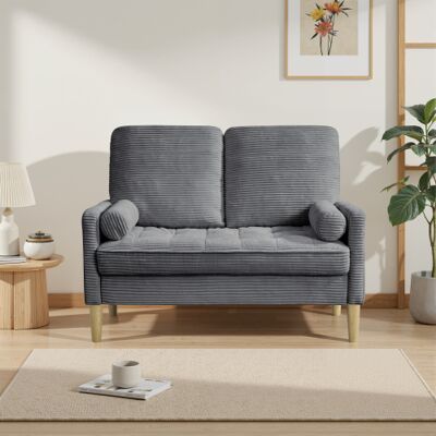 OKWISH Sofá Compacto 2 Plazas 121x76x87 Cm, Con Cojines Acolchados, Para Salón, Apartamento O Dormitorio - Pana Gris OKWISH Sofá Compacto 2 Plazas 121x76x87 Cm, Con Cojines Acolchados, Para Salón, Apartamento O Dormitorio - Pana Gris