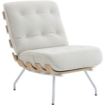 Homcom Butaca De Salón, Tapizado En Lino, Sillón De Lectura Con Asiento Acolchado, Soporte Con Listones, Estructura De Acero, Crema Homcom Butaca De Salón, Tapizado En Lino, Sillón De Lectura Con Asiento Acolchado, Soporte Con Listones, Estructura De Acero, Crema