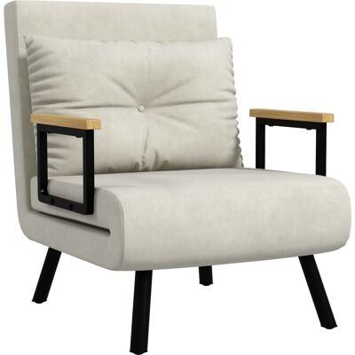 JHY DESIGN Sofá Cama 3 En 1 Con Respaldo Reclinable Y Cojín, En Tejido Efecto Terciopelo, 63 X 73 X 81 Cm, Color Crema. JHY DESIGN Sofá Cama 3 En 1 Con Respaldo Reclinable Y Cojín, En Tejido Efecto Terciopelo, 63 X 73 X 81 Cm, Color Crema.