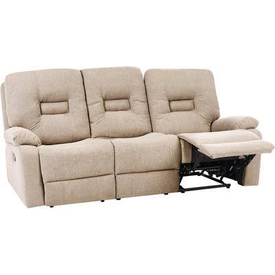 BELIANI Sofá 3 Plazas Reclinable Manual Moderno Acolchado De Tela Beige Bergen BELIANI Sofá 3 Plazas Reclinable Manual Moderno Acolchado De Tela Beige Bergen