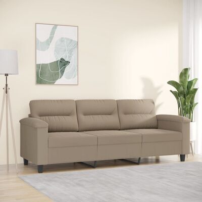 vidaXL Sofá de 3 Plazas - Microfibra - Tono Taupe - Sofá vidaXL Sofá de 3 Plazas - Microfibra - Tono Taupe - Sofá