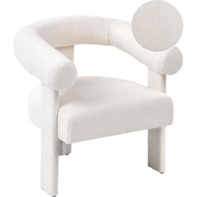 BELIANI Sillón De Sala De Estar Estilo Retro Tapicería De Bouclé Patas Tapizadas Blanco Crema Ilbro BELIANI Sillón De Sala De Estar Estilo Retro Tapicería De Bouclé Patas Tapizadas Blanco Crema Ilbro