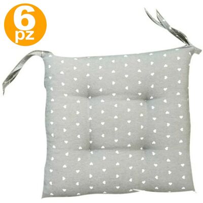 Trade Shop Modelo - 6 Fundas de Cojín con Corazones Grises y Lazos - Cubierta para Sillas Trade Shop Modelo - 6 Fundas de Cojín con Corazones Grises y Lazos - Cubierta para Sillas