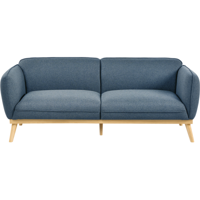 BELIANI Sofá 3 Plazas Estilo Escandinavo Con Patas Cónicas De Madera Tapizado Fácil De Limpiar Azul Ljung BELIANI Sofá 3 Plazas Estilo Escandinavo Con Patas Cónicas De Madera Tapizado Fácil De Limpiar Azul Ljung