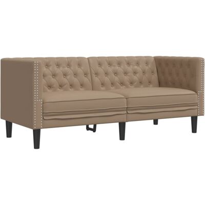 Sofá Chesterfield De 2 Plazas Cuero Artificial Marrón Capuchino Vidaxl Sofá Chesterfield De 2 Plazas Cuero Artificial Marrón Capuchino Vidaxl