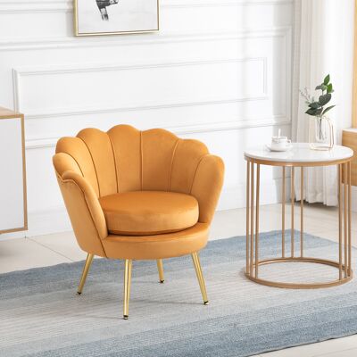 PZCC Sillón Shell, Sillón Vintage, Sillón Para Dormitorio Y Sala De Estar, Diseño Elegante, Con Respaldo Alto, 76x67x74cm, Amarillo PZCC Sillón Shell, Sillón Vintage, Sillón Para Dormitorio Y Sala De Estar, Diseño Elegante, Con Respaldo Alto, 76x67x74cm, Amarillo