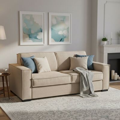 Talamo Italia Sofa Cama Giuliana, Sofá De 2 Plazas, 100% Made In Italy, Sofá De Salón Con Apertura Giratoria, En Tela Acolchada, Con Reposabrazos Estándar, Cm 180x95h90, Beige, Con Embalaje Reforzado Talamo Italia Sofa Cama Giuliana, Sofá De 2 Plazas, 100% Made In Italy, Sofá De Salón Con Apertura Giratoria, En Tela Acolchada, Con Reposabrazos Estándar, Cm 180x95h90, Beige, Con Embalaje Reforzado
