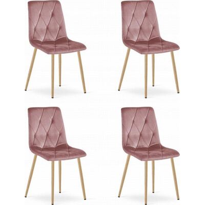 AKORD Silla Libra - Terciopelo Rosa / Patas Color Madera X 4 AKORD Silla Libra - Terciopelo Rosa / Patas Color Madera X 4