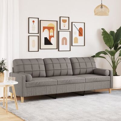 VidaXL Sofá de 3 Plazas - Tela Taupe - Diseño Moderno y Duradero VidaXL Sofá de 3 Plazas - Tela Taupe - Diseño Moderno y Duradero