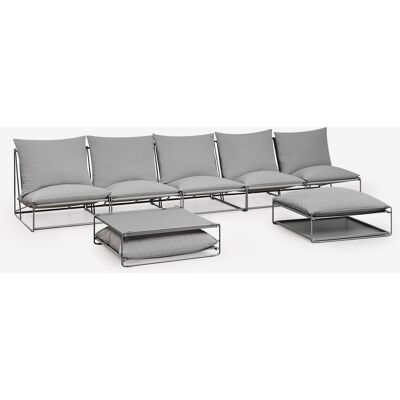Sklum - Conjunto De Jardín Con Sofá Modular De 5 Piezas, Mesa Auxiliar Y Puff Convertible Amaro Sklum - Conjunto De Jardín Con Sofá Modular De 5 Piezas, Mesa Auxiliar Y Puff Convertible Amaro