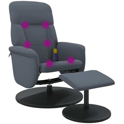 Sillón de masaje vidaXL con reposapiés - Reclinable, Terciopelo, Gris Sillón de masaje vidaXL con reposapiés - Reclinable, Terciopelo, Gris