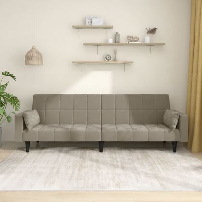 vidaXL Sofá Cama - 2 en 1 Terciopelo Gris Claro vidaXL Sofá Cama - 2 en 1 Terciopelo Gris Claro