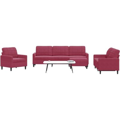 Conjunto de Sofás - Terciopelo Rojo Tinto - Cómodo y Moderno Conjunto de Sofás - Terciopelo Rojo Tinto - Cómodo y Moderno