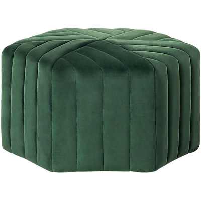 BELIANI Puf De Terciopelo Verde Oscuro 53 X 29 Cm Geométrico Sala De Estar Murietta BELIANI Puf De Terciopelo Verde Oscuro 53 X 29 Cm Geométrico Sala De Estar Murietta