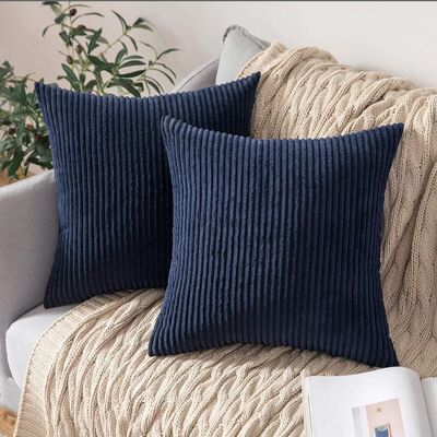 OEM Fundas De Cojín Decorativas De Terciopelo, Fundas De Almohada Suaves Para Sofá, Sala De Estar, Juego De 2, 45x45cm, Azul Marino OEM Fundas De Cojín Decorativas De Terciopelo, Fundas De Almohada Suaves Para Sofá, Sala De Estar, Juego De 2, 45x45cm, Azul Marino
