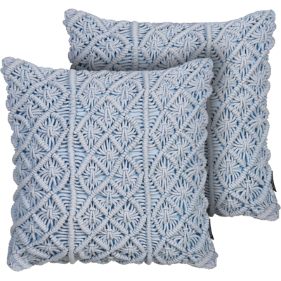 Cojines de algodón macramé Beliani - 45x40 cm - Azul Accesorios decorativos Cojines de algodón macramé Beliani - 45x40 cm - Azul Accesorios decorativos