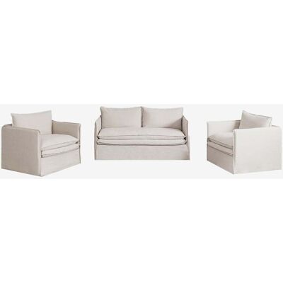 Sklum - Conjunto De Salón Con Sofá De 2 Plazas Y 2 Sillones En Lino Y Algodón Grace Sklum - Conjunto De Salón Con Sofá De 2 Plazas Y 2 Sillones En Lino Y Algodón Grace
