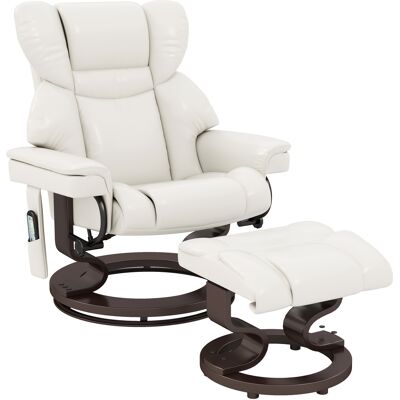 JHY DESIGN Sillón Reclinable Con Función De Masaje Y Reposapiés, Sillón Lounge, Piel Sintética, 79 X 82 X 101 Cm, Blanco Crema. JHY DESIGN Sillón Reclinable Con Función De Masaje Y Reposapiés, Sillón Lounge, Piel Sintética, 79 X 82 X 101 Cm, Blanco Crema.