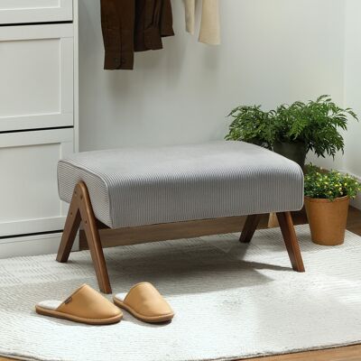 TORMATOR Reposapiés De Salón Taburete Bajo Con Asiento Acolchado Patas De Madera Para Sala De Estar Dormitorio 69x47x36 Cm Gris TORMATOR Reposapiés De Salón Taburete Bajo Con Asiento Acolchado Patas De Madera Para Sala De Estar Dormitorio 69x47x36 Cm Gris
