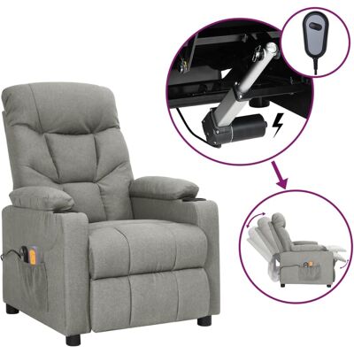 Vidaxl - Sillón De Masaje Eléctrico Tela Gris Claro Vidaxl - Sillón De Masaje Eléctrico Tela Gris Claro