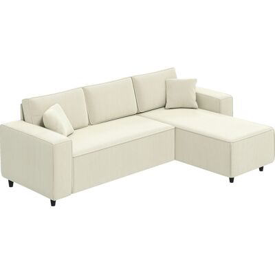 JHY DESIGN Sofá De 3 Plazas Con Chaise Longue, Sofá De Salón Con Funda De Pana, 2 Cojines Adicionales, Sofá Tapizado, Blanco Crema. JHY DESIGN Sofá De 3 Plazas Con Chaise Longue, Sofá De Salón Con Funda De Pana, 2 Cojines Adicionales, Sofá Tapizado, Blanco Crema.