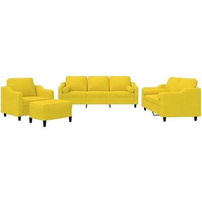 Conjunto de Sofás Vida XL 4 Piezas - Amarillo Claro Conjunto de Sofás Vida XL 4 Piezas - Amarillo Claro
