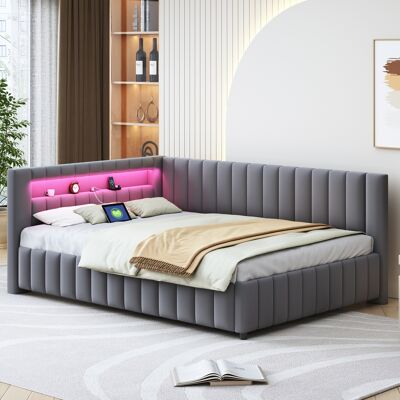 Cama Sofá Cama Descanso Tapizada Con Led Usb Okmyhome Cama Sofá Cama Descanso Tapizada Con Led Usb Okmyhome
