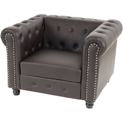 Hhg - Sillón De Lujo Sillón Reclinable Chesterfield Piel Sintética, Pies Redondos, Marrón Hhg - Sillón De Lujo Sillón Reclinable Chesterfield Piel Sintética, Pies Redondos, Marrón