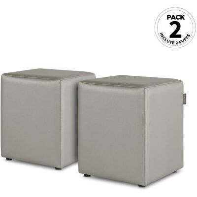 Happers - Puff Cubo Polipiel Gris Claro - Pouf Happers - Puff Cubo Polipiel Gris Claro - Pouf