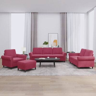 Conjunto de Sofás de Terciopelo Rojo Tinto VIDAXL - Muebles para Salón Conjunto de Sofás de Terciopelo Rojo Tinto VIDAXL - Muebles para Salón