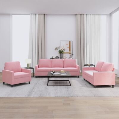 Conjunto de Sofá de Terciopelo Rosa 3 Piezas - Sofá Conjunta Conjunto de Sofá de Terciopelo Rosa 3 Piezas - Sofá Conjunta