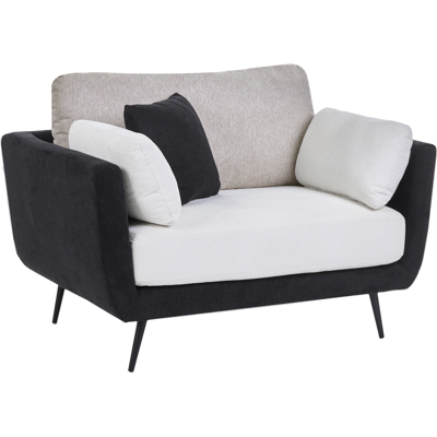 BELIANI Sillón Tapizado En Tela Con Reposabrazos Patas Macizas Cojines Adicionales Repelente Al Agua Negro Bolga BELIANI Sillón Tapizado En Tela Con Reposabrazos Patas Macizas Cojines Adicionales Repelente Al Agua Negro Bolga