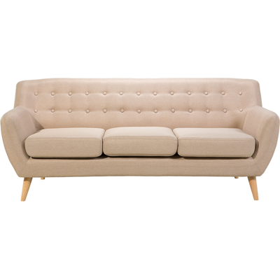 Sofá de 3 Plazas Beige Beliani - Sala de Estar Minimalista Escandinava Sofá de 3 Plazas Beige Beliani - Sala de Estar Minimalista Escandinava