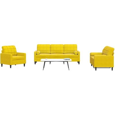 VidaXL Juego de Sofás Amarillo de Terciopelo 3 Piezas VidaXL Juego de Sofás Amarillo de Terciopelo 3 Piezas
