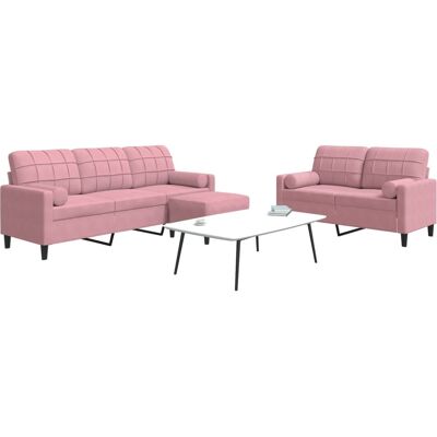 Conjunto de Sofás de Terciopelo Rosa vidaXL Conjunto de Sofás de Terciopelo Rosa vidaXL