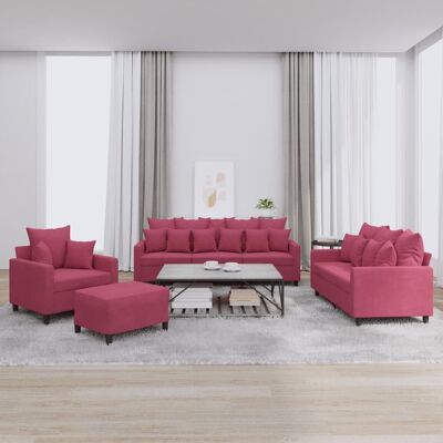 Conjunto de Sofás de Terciopelo Rojo VidaXL - 4 Piezas, Cómodo, Elegante Conjunto de Sofás de Terciopelo Rojo VidaXL - 4 Piezas, Cómodo, Elegante