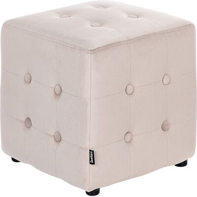 BELIANI Puf Cubo Reposapiés Capitoné Dormitorio Sala De Estar Terciopelo Beige Claro Wisconsin BELIANI Puf Cubo Reposapiés Capitoné Dormitorio Sala De Estar Terciopelo Beige Claro Wisconsin