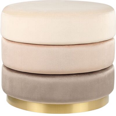 BELIANI Puf De Terciopelo Beige 48 Cm Base Reposapiés Taburete Glamour Louin BELIANI Puf De Terciopelo Beige 48 Cm Base Reposapiés Taburete Glamour Louin