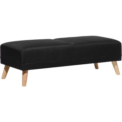 Ottoman Beliani Tela Negra Patas de Madera Rectangular Ottoman Beliani Tela Negra Patas de Madera Rectangular