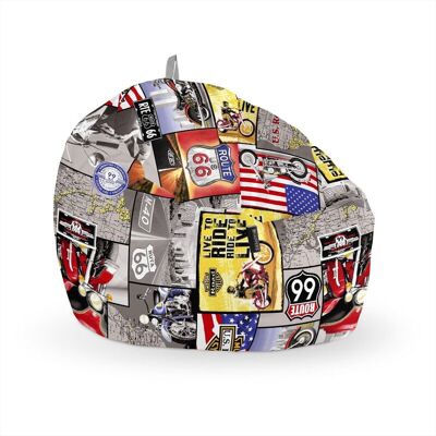 Happers - Puff Pelota Estampado Ruta 66 Happers - Puff Pelota Estampado Ruta 66