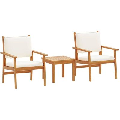 vidaXL Crema Blanco Conjunto de Muebles de Jardín de Madera de Acacia - Muebles de Exterior vidaXL Crema Blanco Conjunto de Muebles de Jardín de Madera de Acacia - Muebles de Exterior