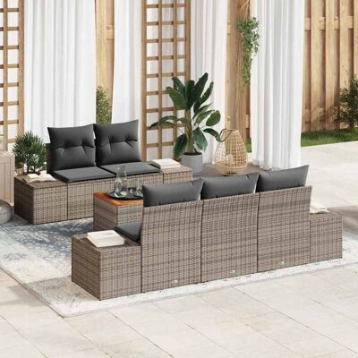 Conjunto de Sofá Exterior Modern de Ratán Gris 6 Piezas Conjunto de Sofá Exterior Modern de Ratán Gris 6 Piezas