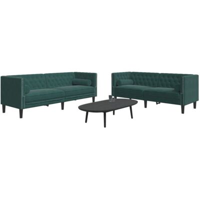 Vidaxl - Set De Sofás Chesterfield Con Cojines 2 Piezas Terciopelo Verde Vidaxl - Set De Sofás Chesterfield Con Cojines 2 Piezas Terciopelo Verde