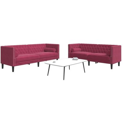 Vidaxl - Set Sofás Chesterfield Con Cojines 2 Pzas Terciopelo Rojo Tinto Vidaxl - Set Sofás Chesterfield Con Cojines 2 Pzas Terciopelo Rojo Tinto