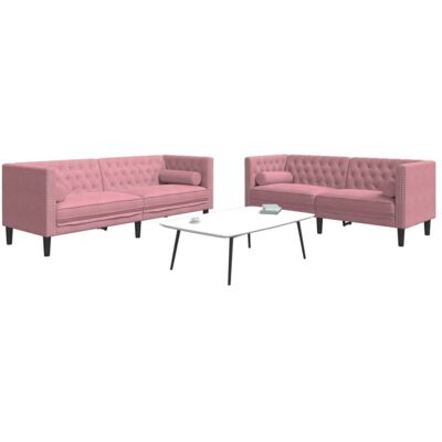 Juego de Sofás Chesterfield Rosa de Vidaxl - 2 Piezas Juego de Sofás Chesterfield Rosa de Vidaxl - 2 Piezas