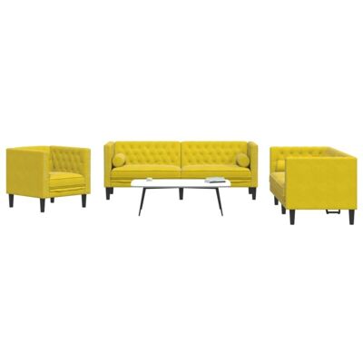 Conjunto de Sofás Chesterfield Vidaxl - Amarillo Terciopelo Conjunto de Sofás Chesterfield Vidaxl - Amarillo Terciopelo