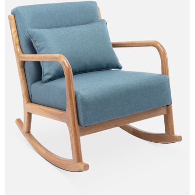 Sweeek - Mecedora Estilo Escandinavo De Madera Y Tela, Lorens, Azul, 65x80x81.5 Cm Sweeek - Mecedora Estilo Escandinavo De Madera Y Tela, Lorens, Azul, 65x80x81.5 Cm