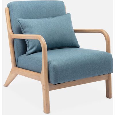 Sweeek Sillón Azul de Madera y Tela Escandinavo Sweeek Sillón Azul de Madera y Tela Escandinavo
