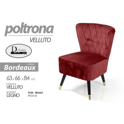 WEBMARKETPOINT Sillón De Dormitorio En Terciopelo Burdeos Cm 63 X 66 X 84 H WEBMARKETPOINT Sillón De Dormitorio En Terciopelo Burdeos Cm 63 X 66 X 84 H
